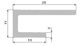 Hliníkový U profil nepr.11x25x13x2