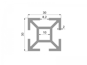 Al profil - Kombi stojka 30x30 elox