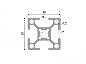Hliníkový profil K3030 stříbrný elox